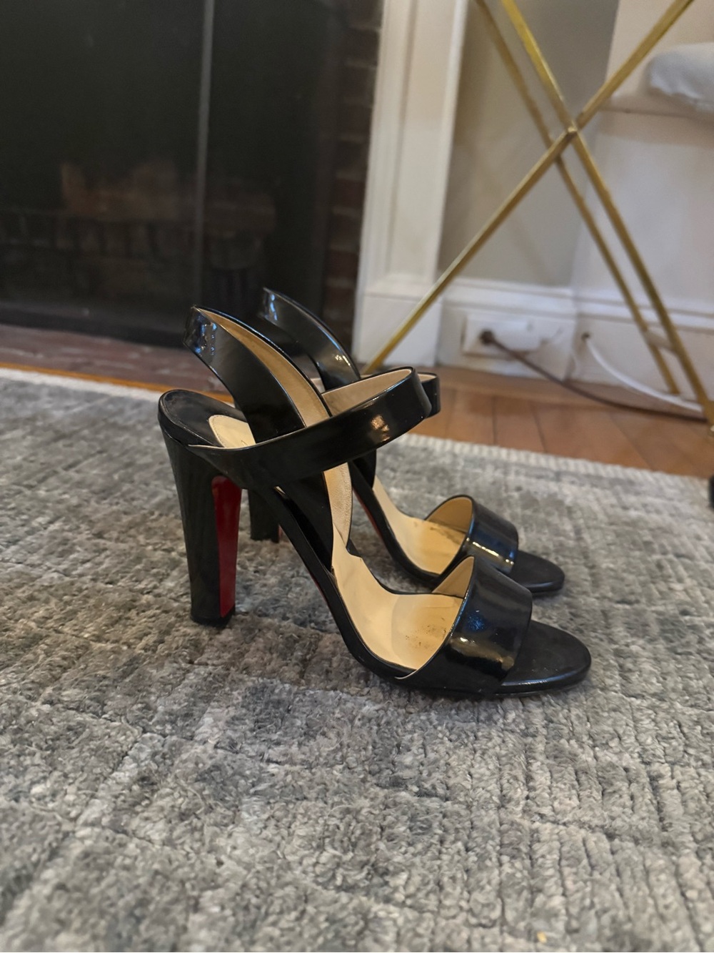 Christian Louboutin Black Patent High Heel Slingbacks